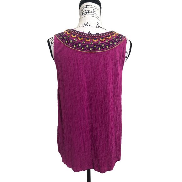 Anthropologie Akemi + Kin Women's Top Sleeveless Embroidered Purple Size S - Picture 4 of 7